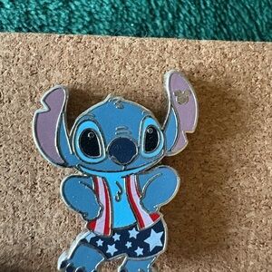 Stitch Enamel Disney Pin with American Flag Outfit